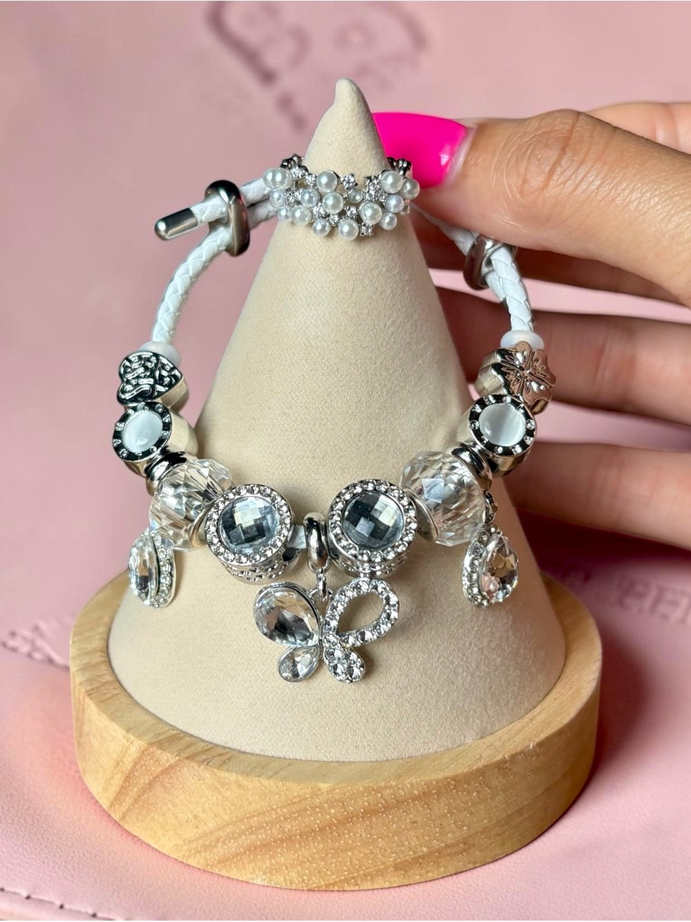 Crystal Butterfly Charm Bracelet & Ring